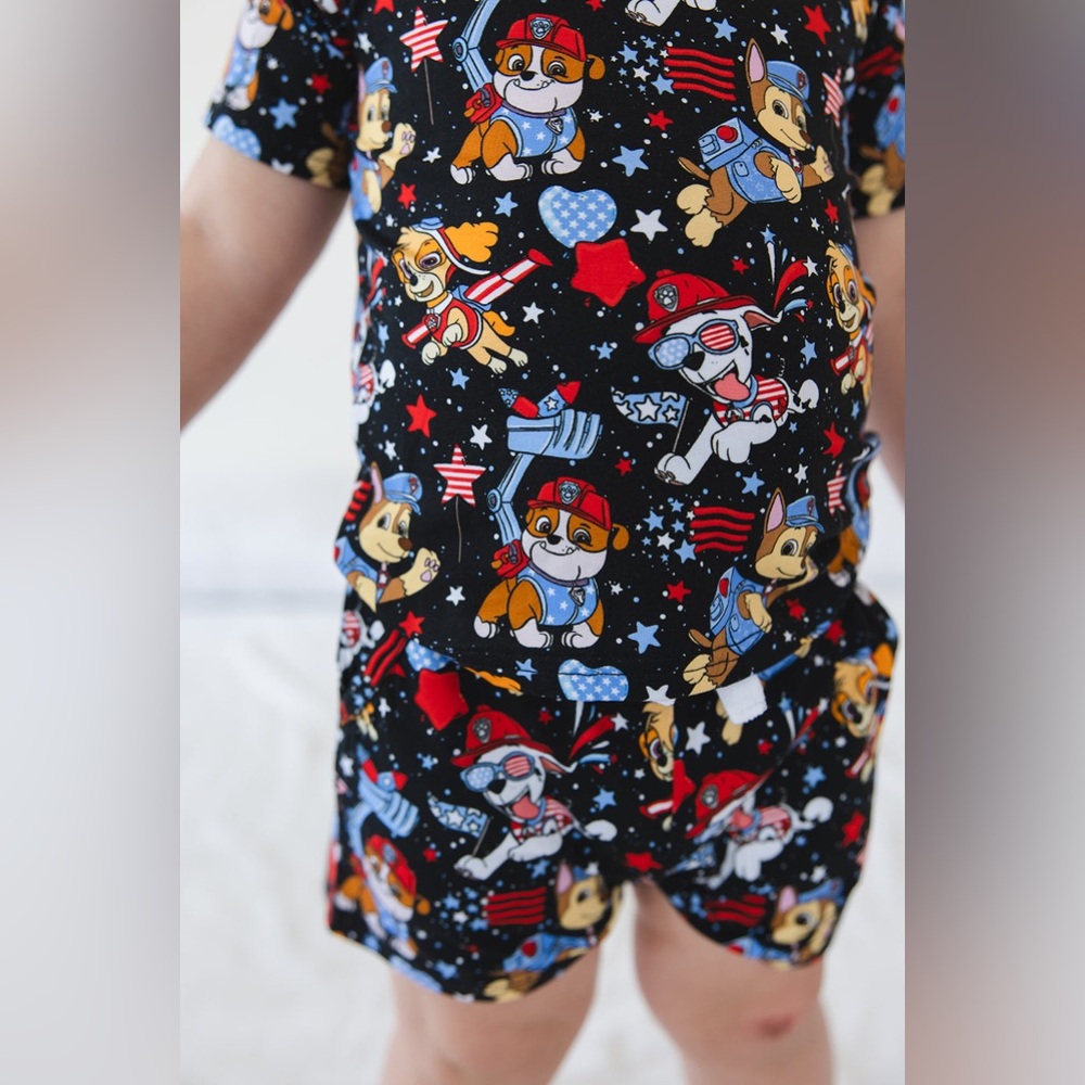 New Scottie Belle Bamboo Paw Patrol Patriotic Shorts & T-Shirt Lounge Set 12-18m - Picture 3 of 16